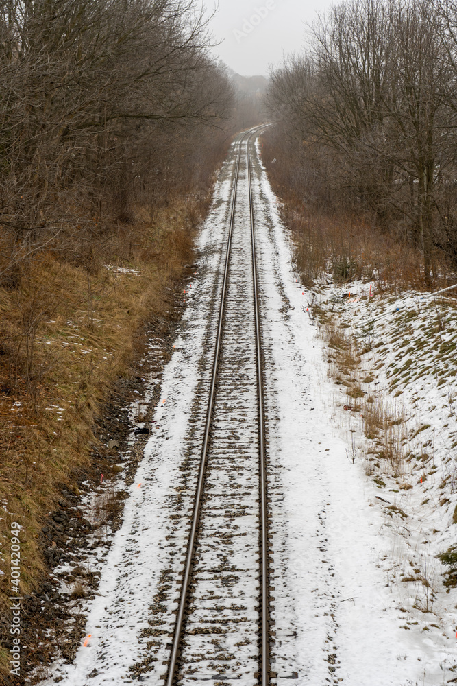 Fototapeta premium railroad tracks in winter