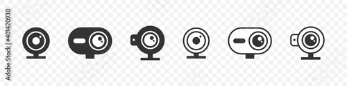 Web camera devices concept. Webcam icons. Electronic gadgets. Trendy flat style. Vector illustration photo
