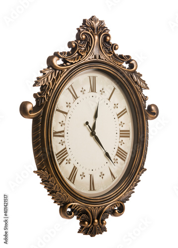 antique clock isolated on white