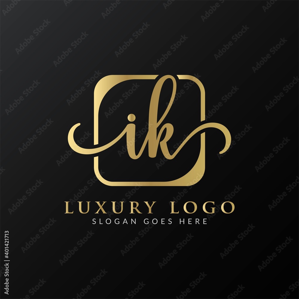 Initial IK letter Logo Design vector Template. Abstract Luxury Letter IK logo Design Initial IK letter Logo Design vector Template. Abstract Luxury Letter IK logo Design