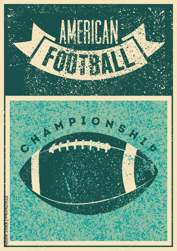 American Football Championship typographical vintage style poster. Retro vector illustration.