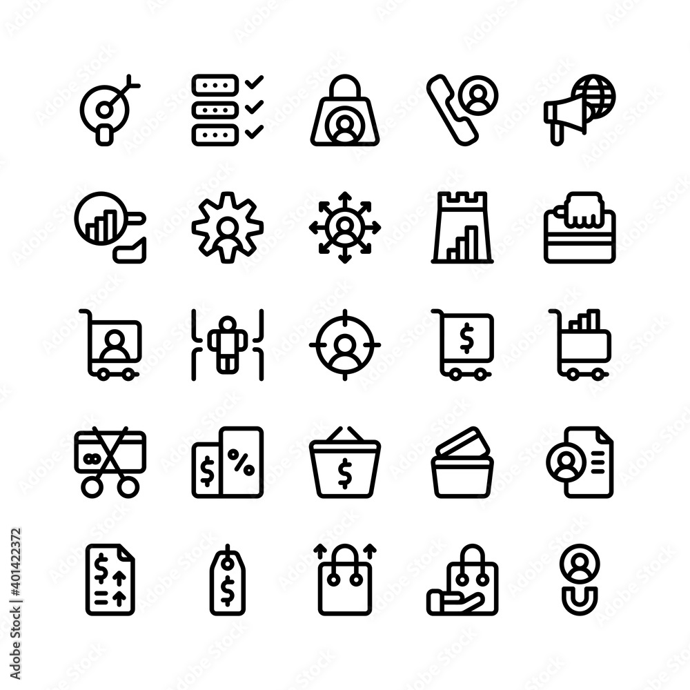 Set of costumer buyer, audience, seller outline style icon - vector Set of costumer buyer, audience, seller outline style icon - vector