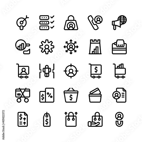 Set of costumer buyer,  audience, seller outline style icon - vector