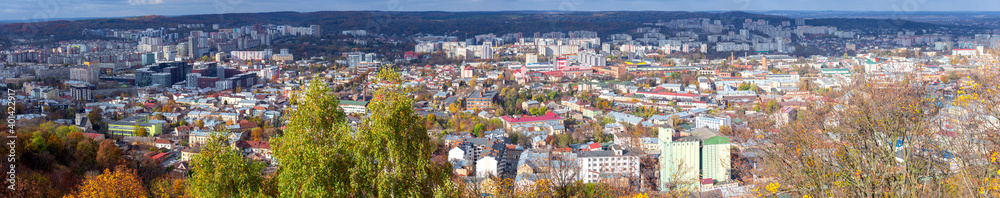 Lviv. Panoramic aerial view of the city during the day.