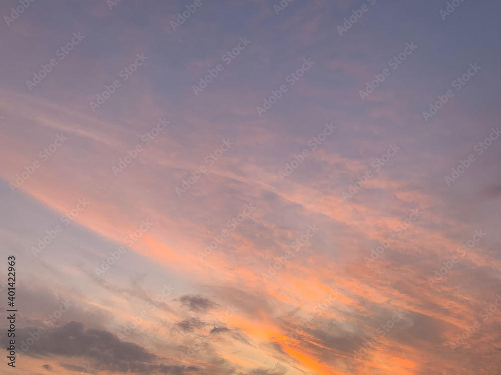 beautiful sunset sky background, pink clouds, orange, blue beautiful sunset sky background, pink clouds, orange, blue