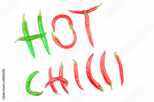 hot chili peppers on a white background. food figures. Vitamin vegetable food