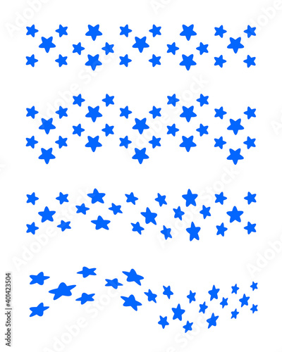 Wavy blue stars pattern, set 