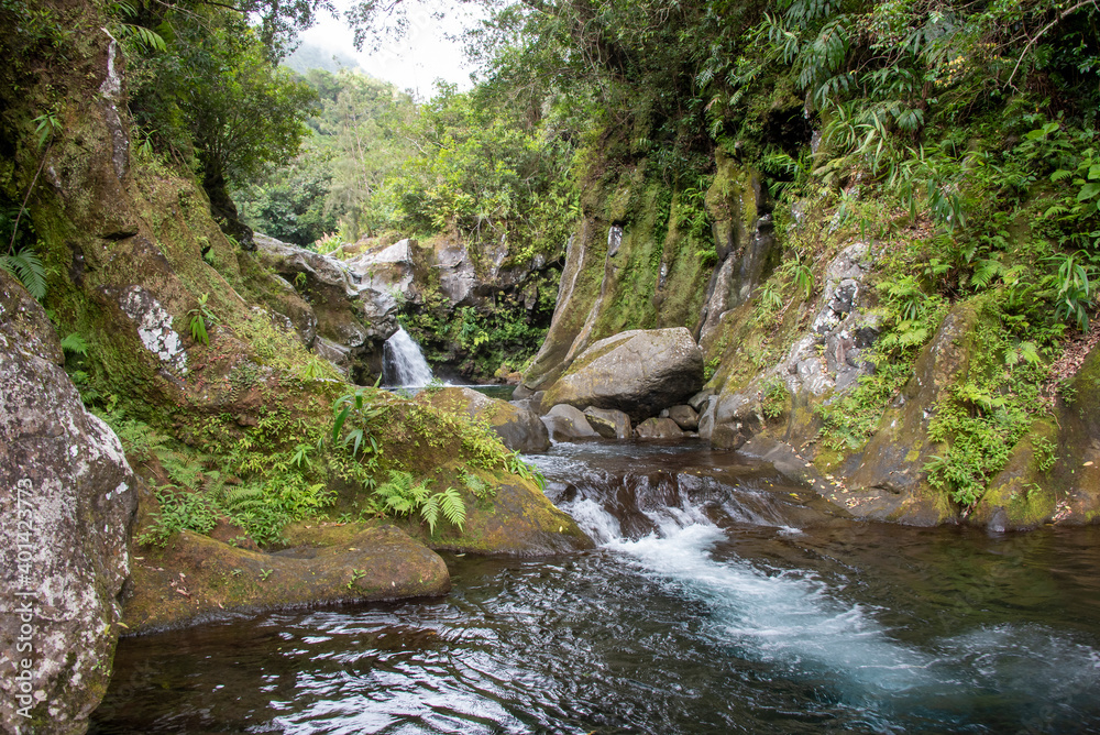 Langevin stream and waterfall, bassin sauvage, reunion island paradise, France. Langevin stream and waterfall, bassin sauvage, reunion island paradise, France.