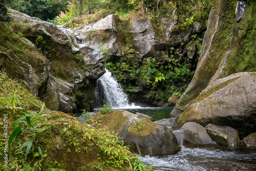 Langevin stream and waterfall, bassin sauvage, reunion island paradise, France.
