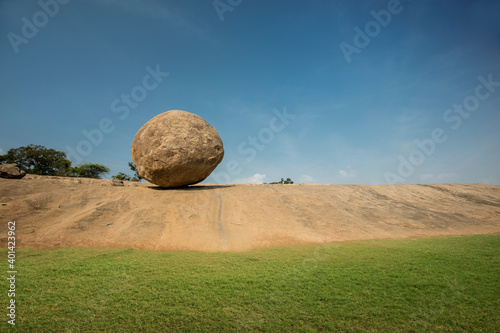 Photos Krishna's butterball, the giant natural balancing rock in Mahabalipuram, Tamil N