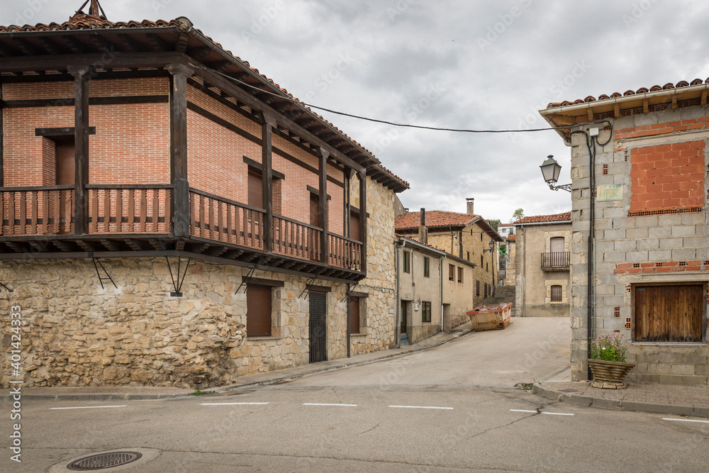 a street in Cabrejas del Pinar town, province of Soria, Castile and Leon, Spain
