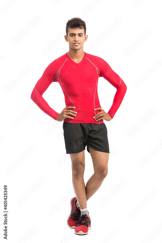 attractive Indian fitness man in sportswear isolated on white attractive Indian fitness man in sportswear isolated on white