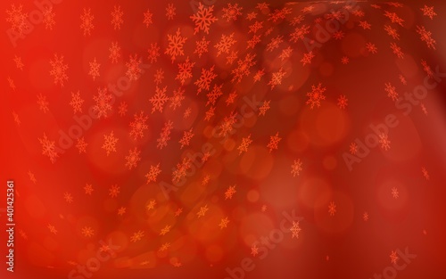 Light Red vector template with ice snowflakes. Glitter abstract illustration with crystals of ice. The pattern can be used for new year leaflets.