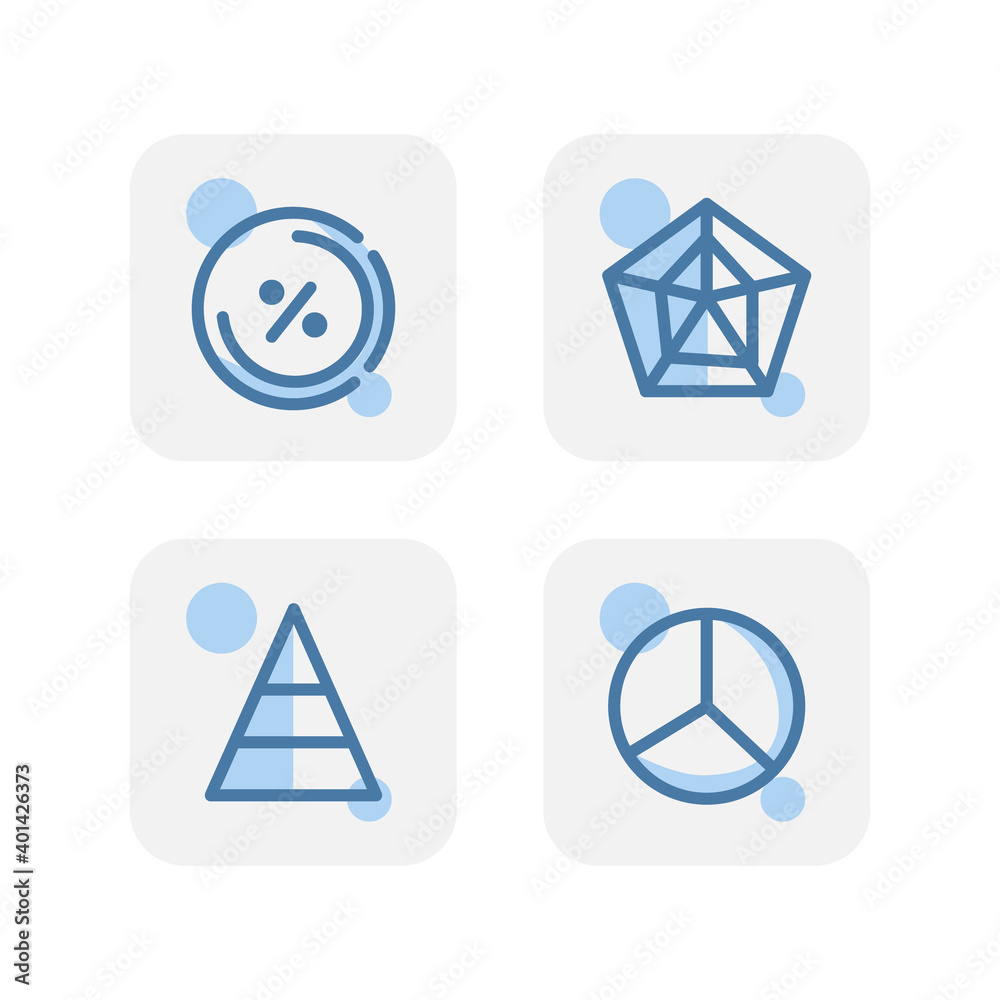 Creative blue graph and chart icons design isolated on white background Creative blue graph and chart icons design isolated on white background