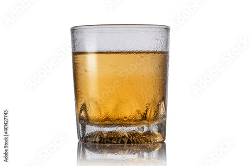 Glass of whiskey isolated on white