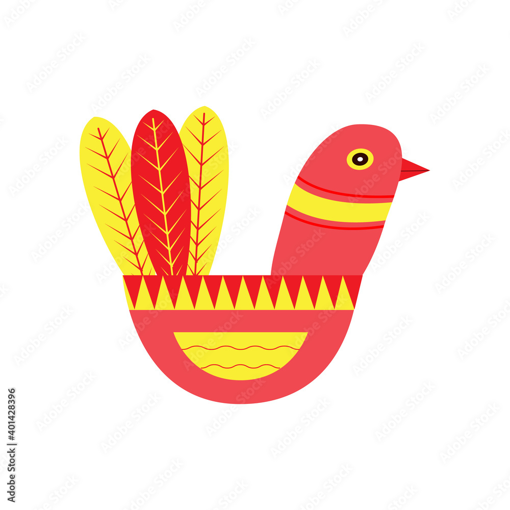 Fantastic bird in the Scandinavian style folk art for design cards, banners, posters. vector illustration Fantastic bird in the Scandinavian style folk art for design cards, banners, posters. vector illustration