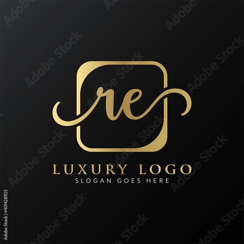 Initial re letter Logo Design Modern Typography Vector Template. Creative Luxury letter re logo design.