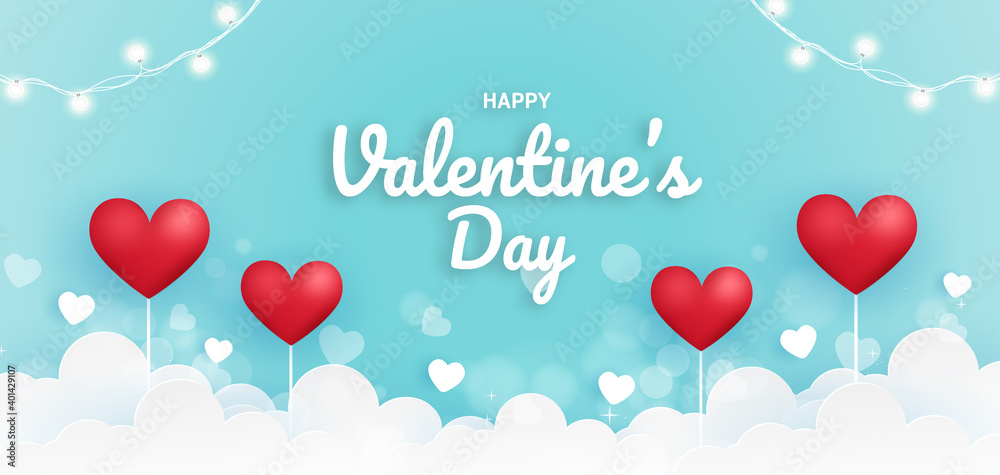 Happy Valentine's Day Poster or banner with a hearts.
