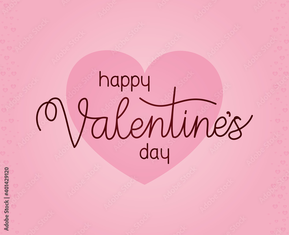 happy valentines day lettering on a pink background