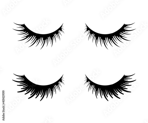 Long eyelashes on a white background. Symbol. Vector illustration.