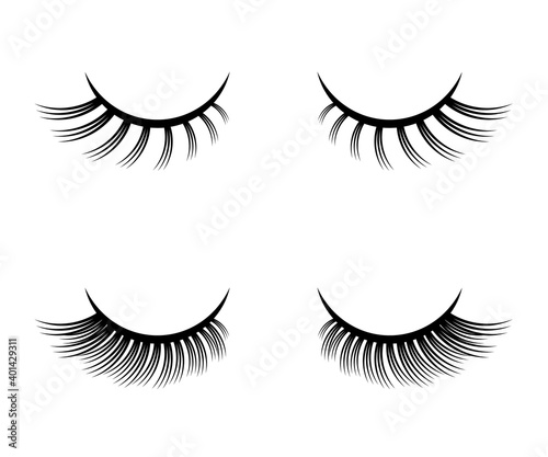 False eyelashes on a white background. Symbol. Vector illustration.