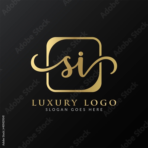 Initial SI letter Logo Design vector Template. Abstract Luxury Letter SI logo Design