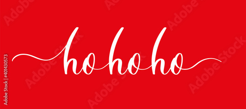 Ho ho ho - handwritten white text on red background. photo