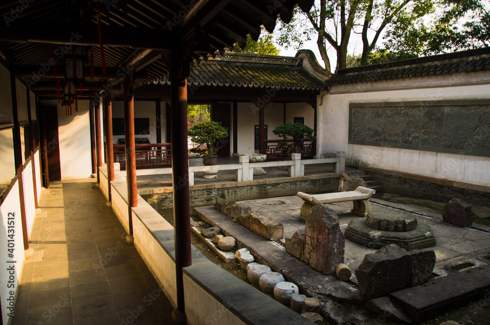 Chinese house interior garden. Tiger Hill, Suzhou, China. Chinese house interior garden. Tiger Hill, Suzhou, China.