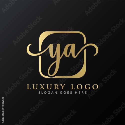 YA Logo Design Vector Template. Initial Luxury Letter YA Vector Illustration