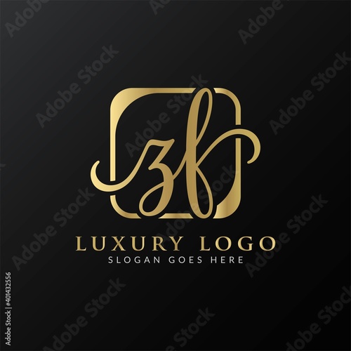 ZF Logo Design Vector Template. Initial Luxury Letter ZF Vector Illustration
