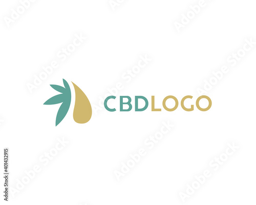 Cannabis CBD logo. Cannabis leaf and CBD oil drop. Medicine cannabis logo.