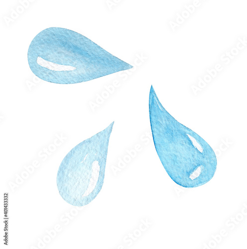 watercolor blue water splashes set isolated on white background