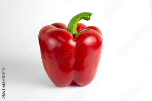 Fresh red sweet bulgarian pepper isolated on white background