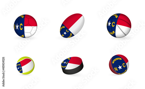 Sports equipment with flag of North Carolina. Sports icon set. Free Download Sports equipment with flag of North Carolina. Sports icon set. - GFXLoad