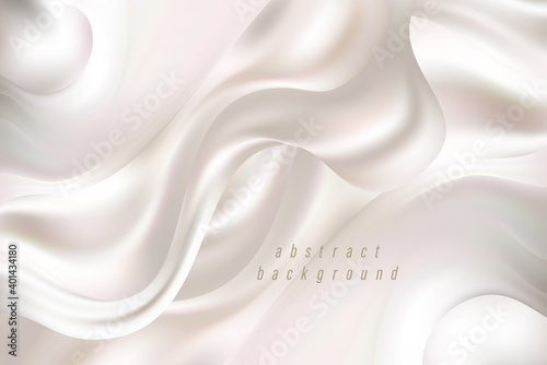 White satin, silky fabric textile drape background Wavy abstract background