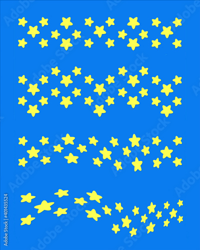 Wavy yellow stars pattern, set
