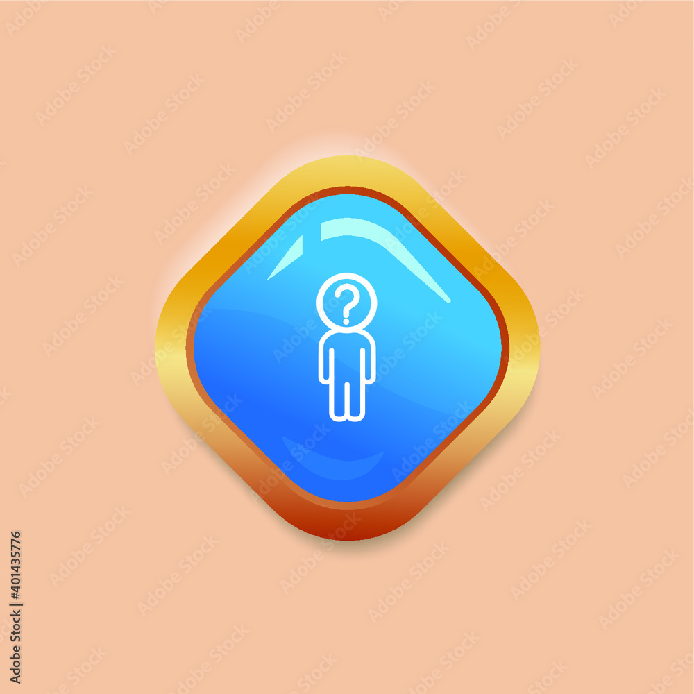 Problem Icon on Square gold Internet Button Original Illustration. grey background. Problem Icon on Square gold Internet Button Original Illustration. grey background.