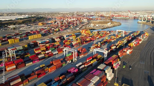 Los Angeles, Port of Los Angeles Aerial View of Containers