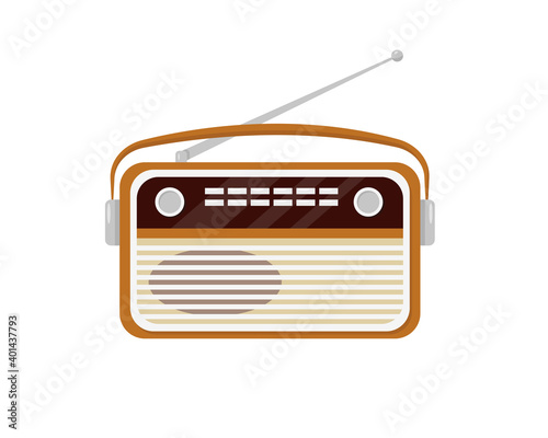 Retro radio isolated on white background.