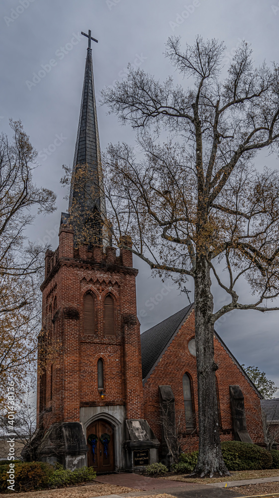 HISTORIC ST. PETER'S EPISCOPAL CHURCH IN OXFORD MISSISSIPPI, BUILT IN 1851. 