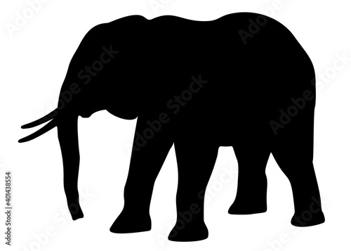The big elephant is walking. Vector image.