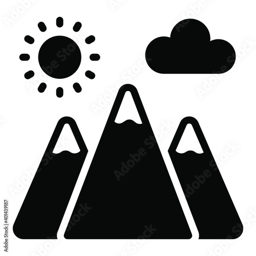mountain glyph concept icon