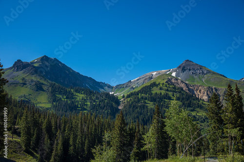 Mountain landscape with blue sky in Colorado