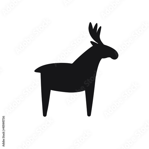 Vector flat Scandinavian Dala deer moose silhouette isolated on white background