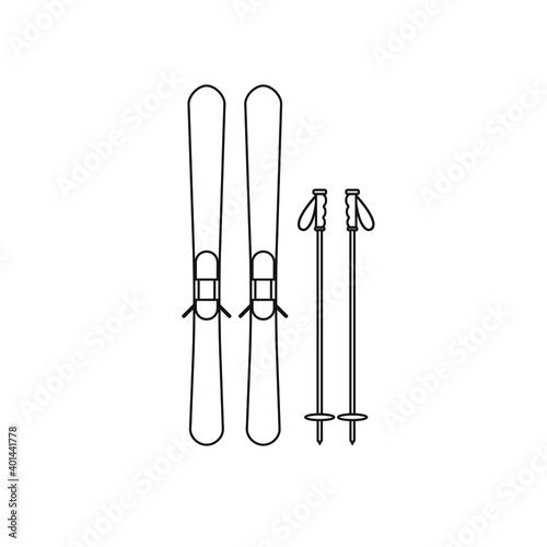 Vector flat cartoon skiing isolated on white background