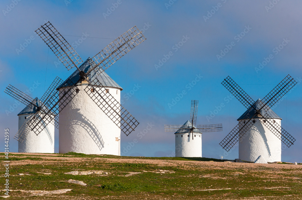 Campo de Criptana, beautiful scene of traditional windmills in Castile La Mancha, Spain