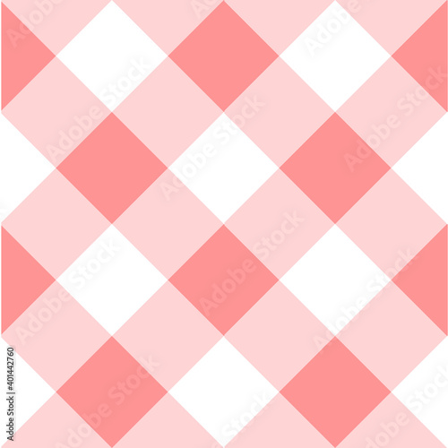 Vector seamless pattern of pink checkered crossed plaid isolated on white background