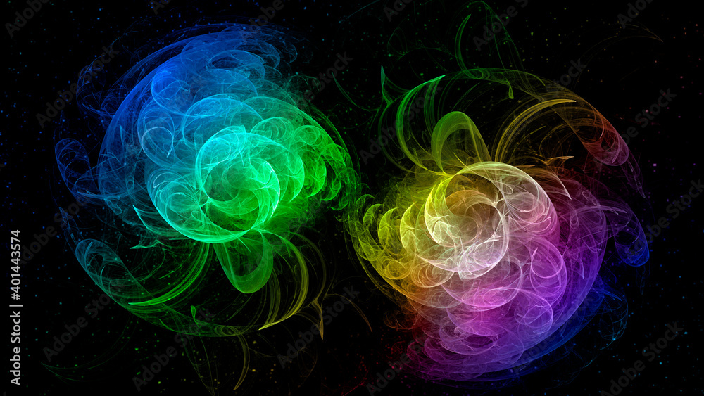 Abstract background neon lines . Fractal pattern  flowers and smoke for creativity and design.