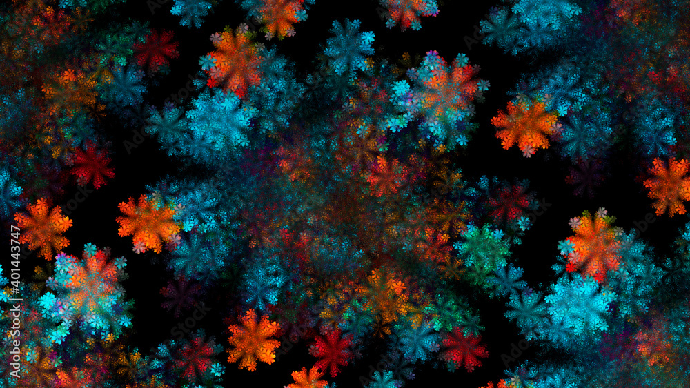 Abstract multicolored background of flowers. Fractal pattern for creativity and design.