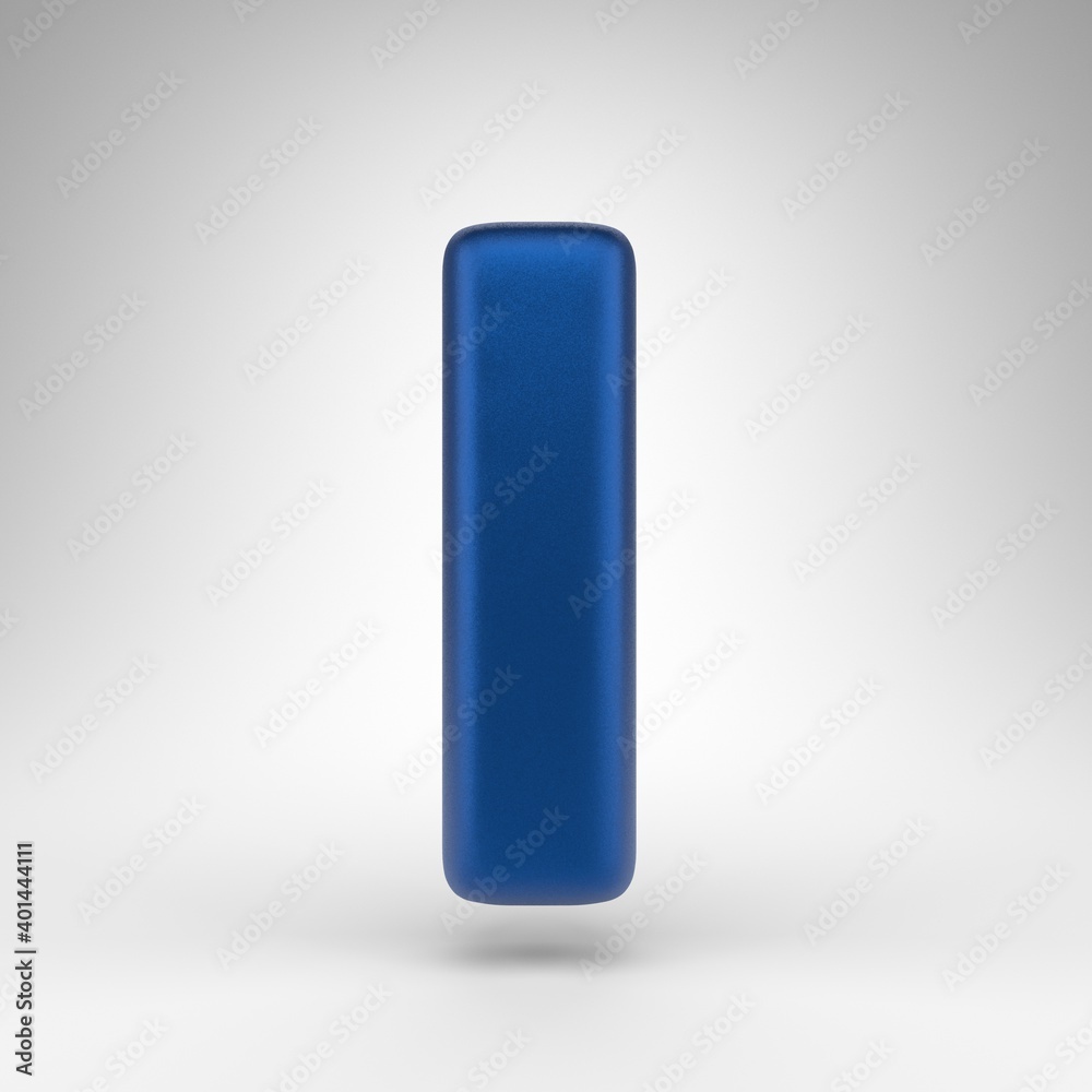 Letter I uppercase on white background. Anodized blue 3D letter with matte texture. Letter I uppercase on white background. Anodized blue 3D letter with matte texture.
